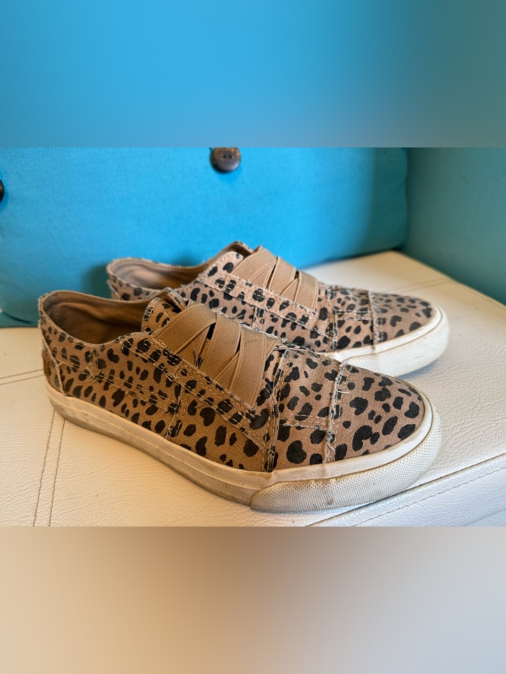 Leopard Print Slip-On Sneakers in Tan